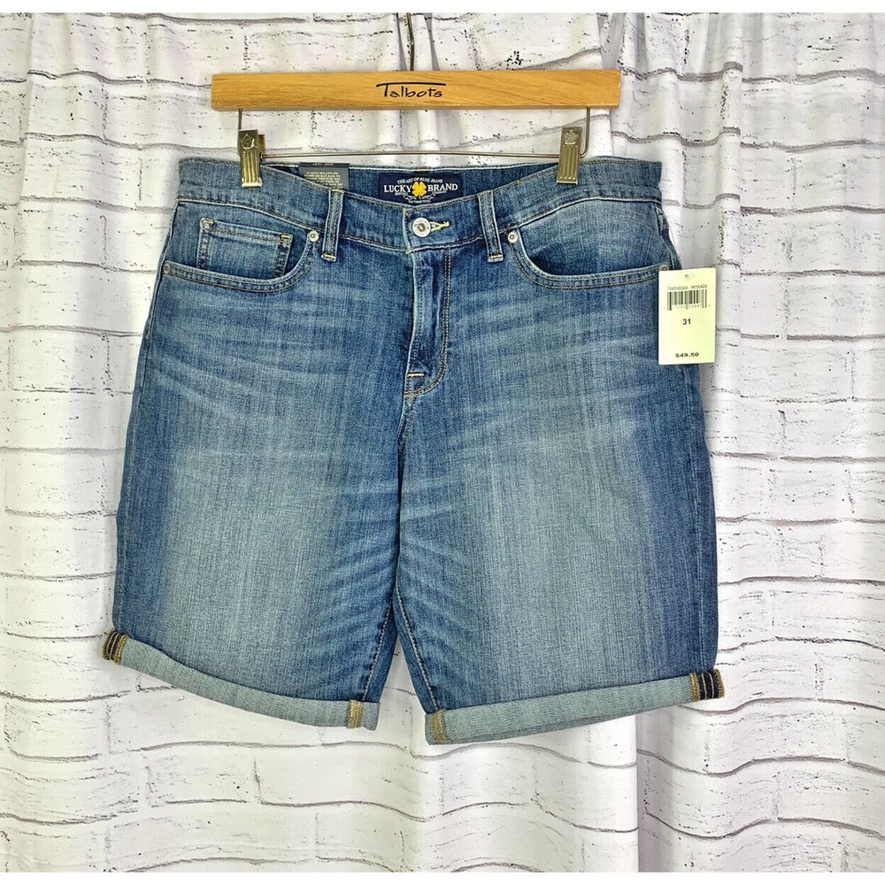 Lucky Brand The Bermuda Denim Jean Shorts Medium Wash Size 12/31 NWT NEW P3